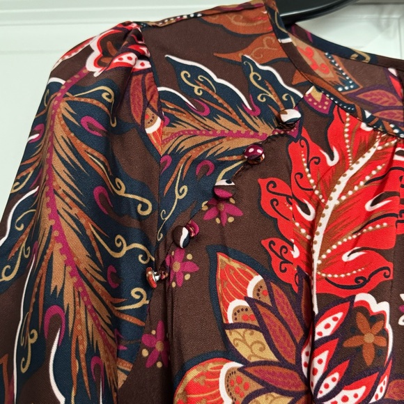 LOFT Paisley Shoulder Button Flounce Dress - Picture 5 of 7